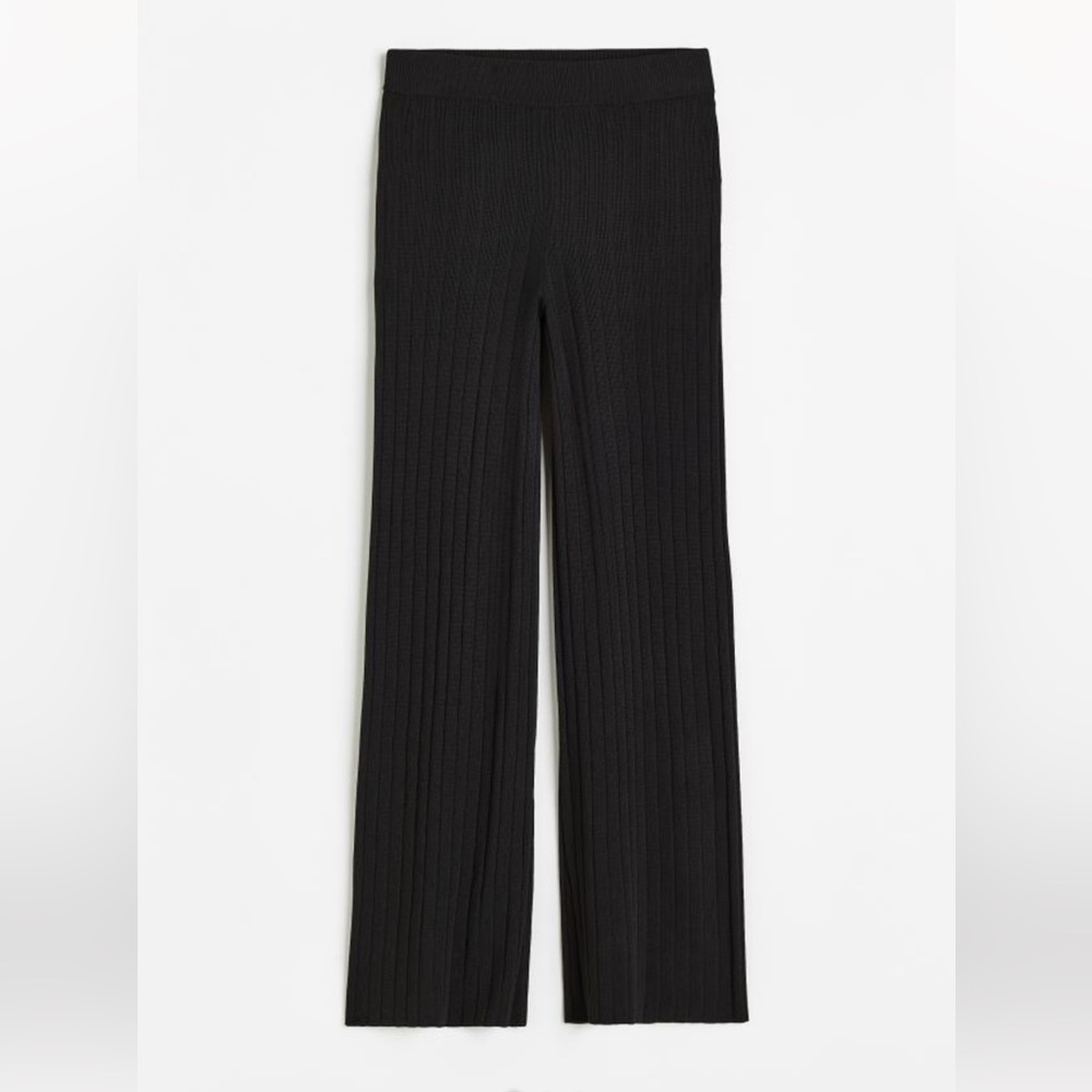 H&M rib-knit pants black S